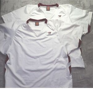 Lot of 2 Warrior White Burgundy V Neck Lacrosse Practice Jerseys Men's Size XL